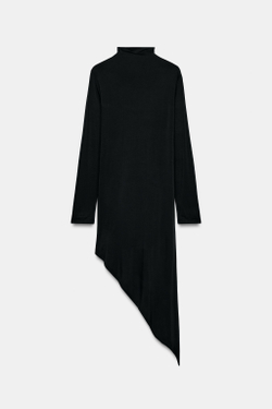 ZARA УДЛИНЁННЫЙ ТОП АСИММЕТРИЧНОГО КРОЯ, ЧЕРНЫЙ