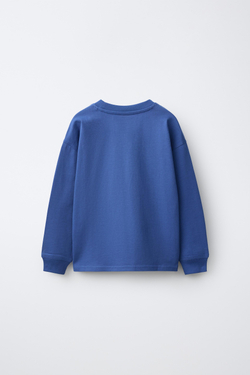 ZARA ФУТБОЛКА ИЗ ПЛОТНОГО ХЛОПКА, ЯРКО-СИНИЙ