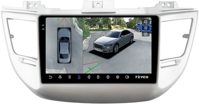 Магнитола для Hyundai Tucson 3 2015-2018 (штатная КЗВ, рамка серебро) - Teyes CC3-2K монитор 9.5" 2K QLED на Android 10, Быстрая, 360, CarPlay, 4G SIM-слот