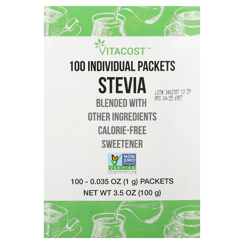 Vitacost, стевия, 100 пакетиков, по 1 г (0,035 унции)