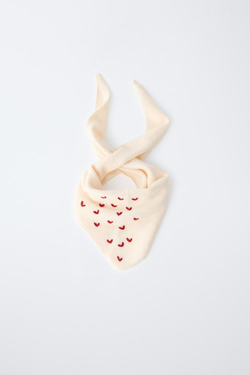 ZARA ТРИКОТАЖНЫЙ ПЛАТОК С ВЫШИВКОЙ, ЭКРЮ