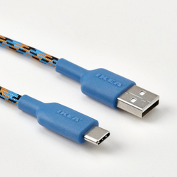 IKEA LILLHULT  (ИКЕА ЛИЛЛХУЛТ)  -  Кабель USB-A/USB-C - синий/оранжевый 1.5 м