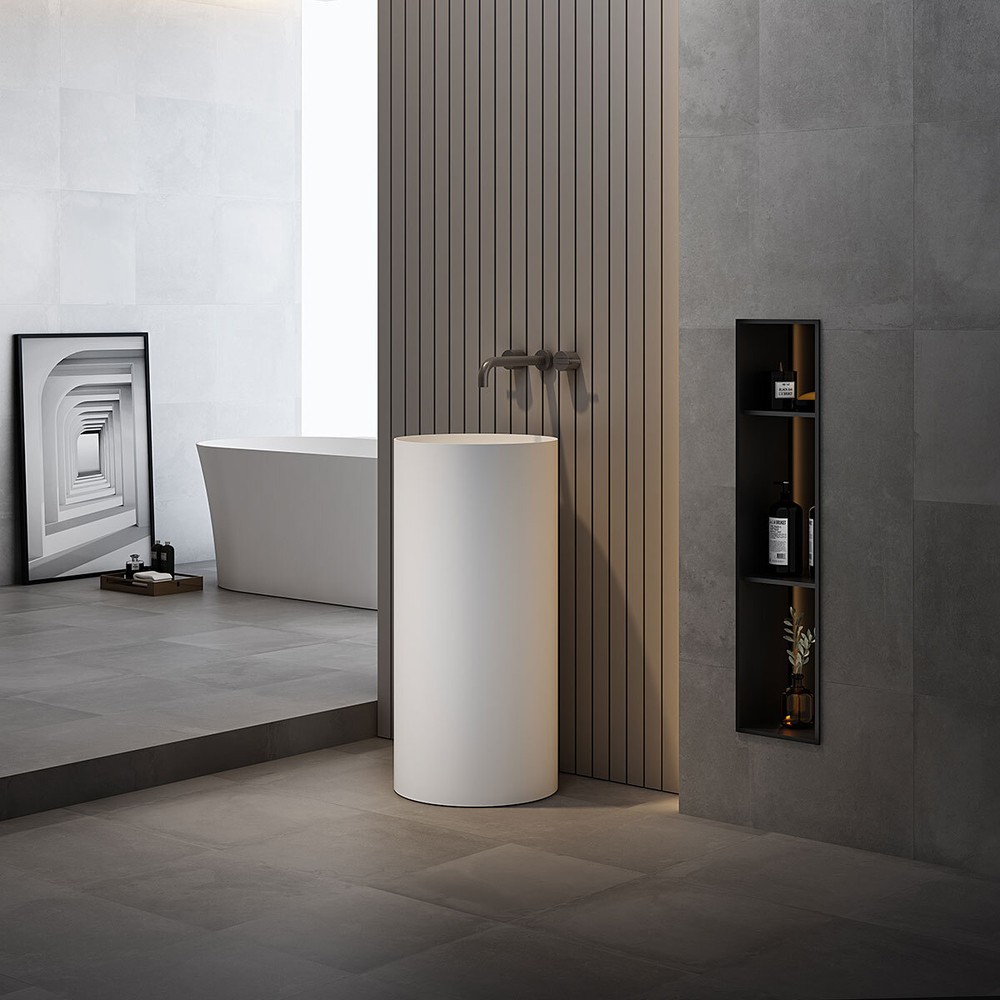 Раковина Солид Серфейс (Solid Surface) Vincea VBS-6SP01MW, 400*400*850, напольная, цвет белый матовый,