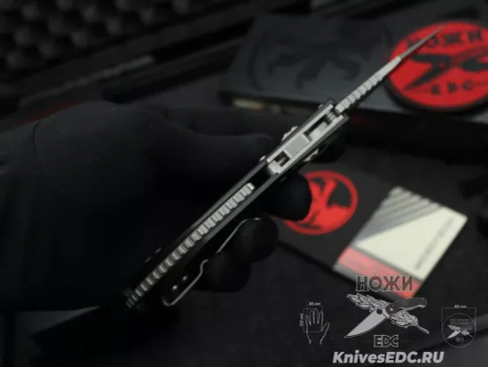 Microtech Stitch Ram-Lok S/E - нож складной, черн. алюм. рук-ть, стоунвош клинок