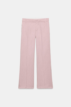 ZARA БРЮКИ ПРЯМОГО КРОЯ С НИЗКОЙ ПОСАДКОЙ, СВЕТЛО-РОЗОВЫЙ