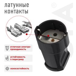 Розетка ЭРА Rx2-B кабельная с заземлением прямая 16A черная | Штепсельные вилки и розетки