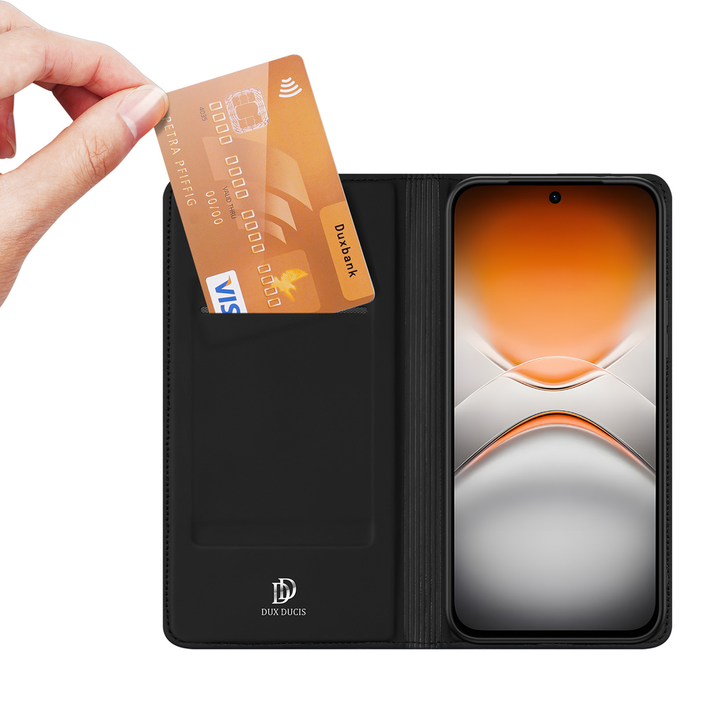 Чехол книжка из кожи черного цвета для Tecno Pova 8 Pro 5G, серия Skin Pro Series от Dux Ducis