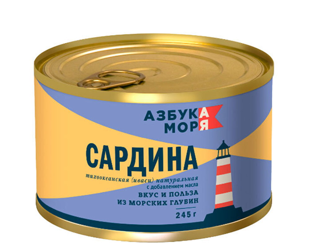 Сардина Азбука моря Иваси тихоокеанская в масле 245 г