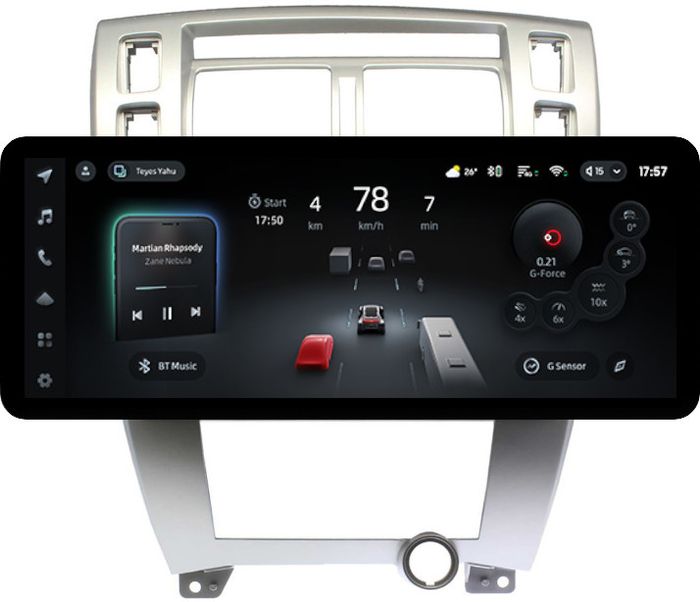 Магнитола для Hyundai Tucson 1 2004-2009 (рамка серебро) - Teyes CC4PRO монитор 12.3" 2K QLED + рамка 10, Android 13, Быстрейшая, Snapdragon 778G, ИИ, CarPlay, DSP, 4G SIM-слот