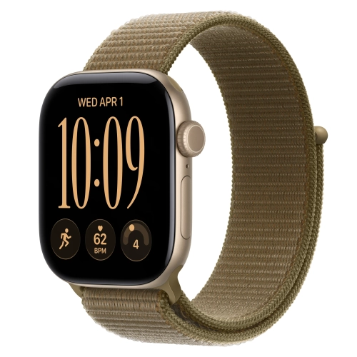Умные часы Apple Watch Series 12 GPS, 42mm, Light Gold Aluminum Case with Olive Sport Loop
