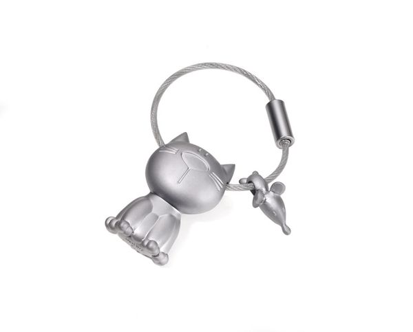 Брелок Troika Кошка и мышка, металл, 3.9х3.5х1.4 см, серебристый