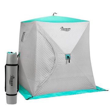 Палатка зимняя PREMIER Куб Комфорт утепл. 1,8х1,8 biruza/gray