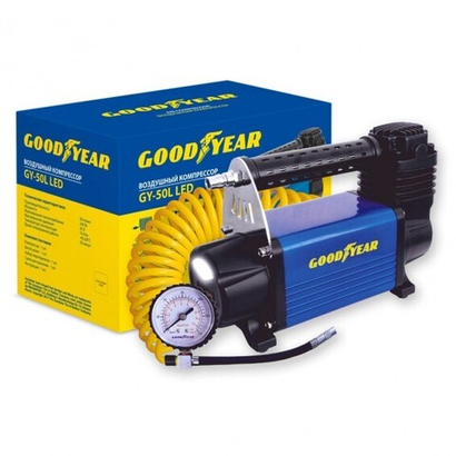 Компрессор 50л/мин Goodyear LED, быстросъём, сумка, питание от АКБ