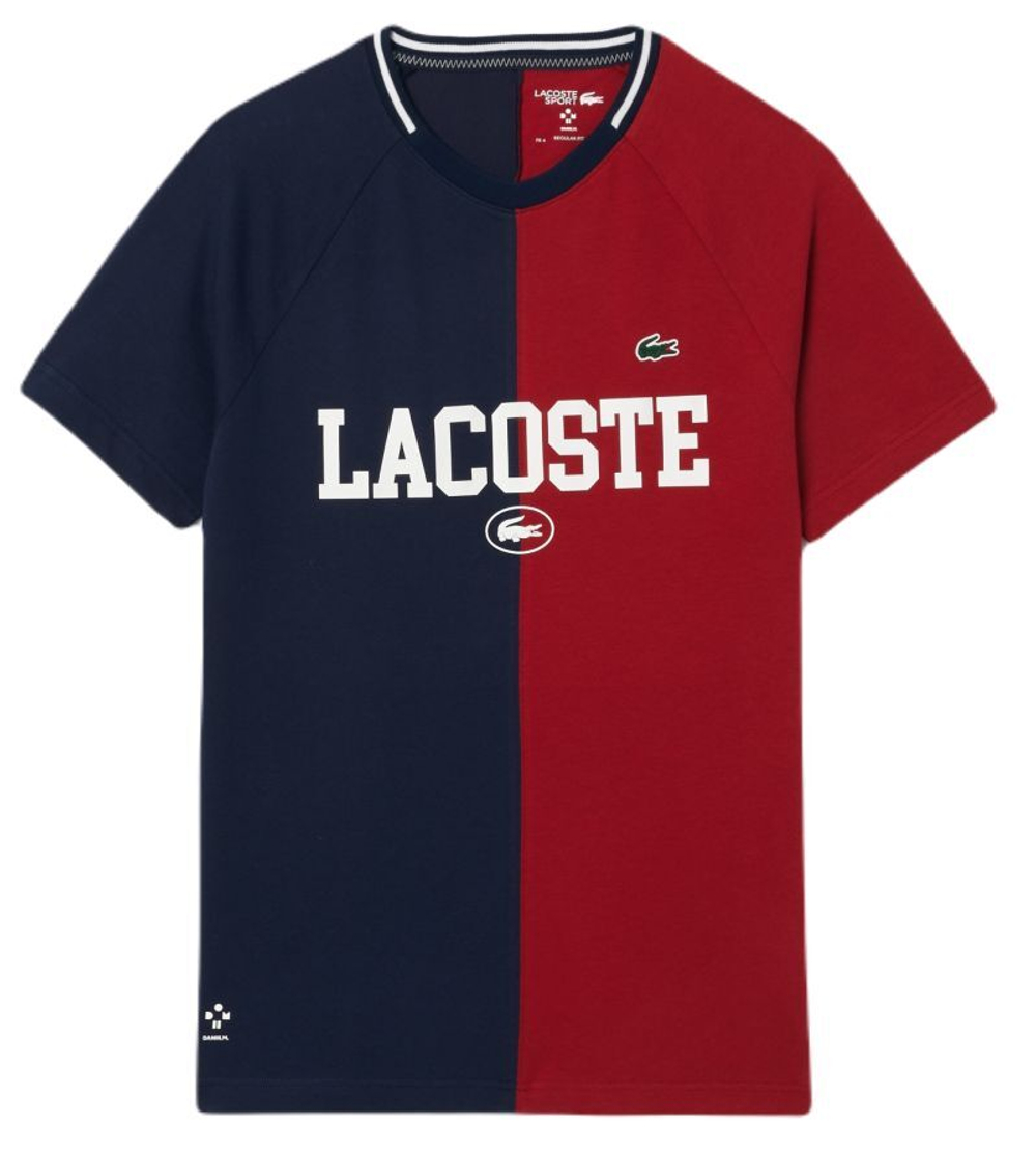 Мужская теннисная футболка Lacoste Sport x Daniil Medvedev Ultra-Dry Tennis T-Shirt - navy blue/bordeaux