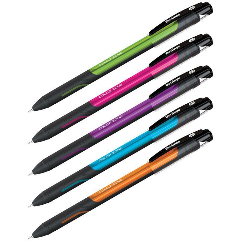 Ручка шариковая 0,7мм. синяя, прорез.корпус "Color Zone stick" (Berlingo)