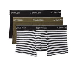 Боксерки теннисные Calvin Klein Icon Cotton Stretch Script Low Rise Trunks 3P - black/triple stripe black/olive night