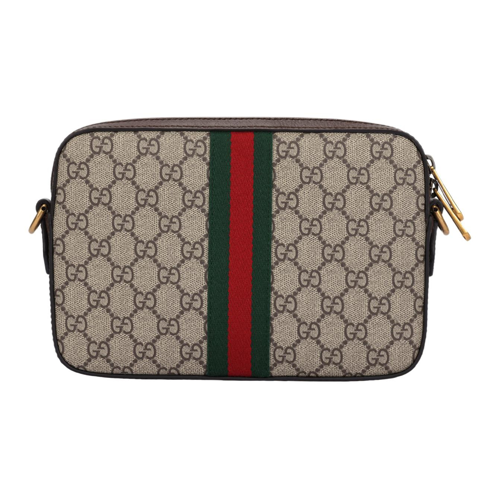 GUCCI Ophidia Canvas With Leather Trim Camera Bag, Crossbody Bag, Shoulder Bag Regular Unisex Ebony & Brown