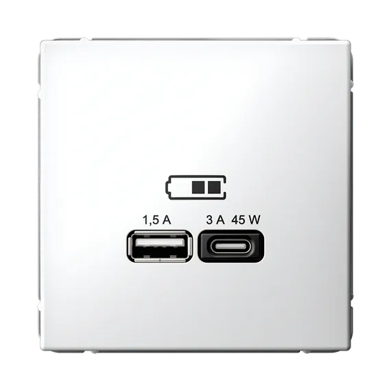 Розетка с USB A+C Systeme Electric ArtGallery Белый GAL000129