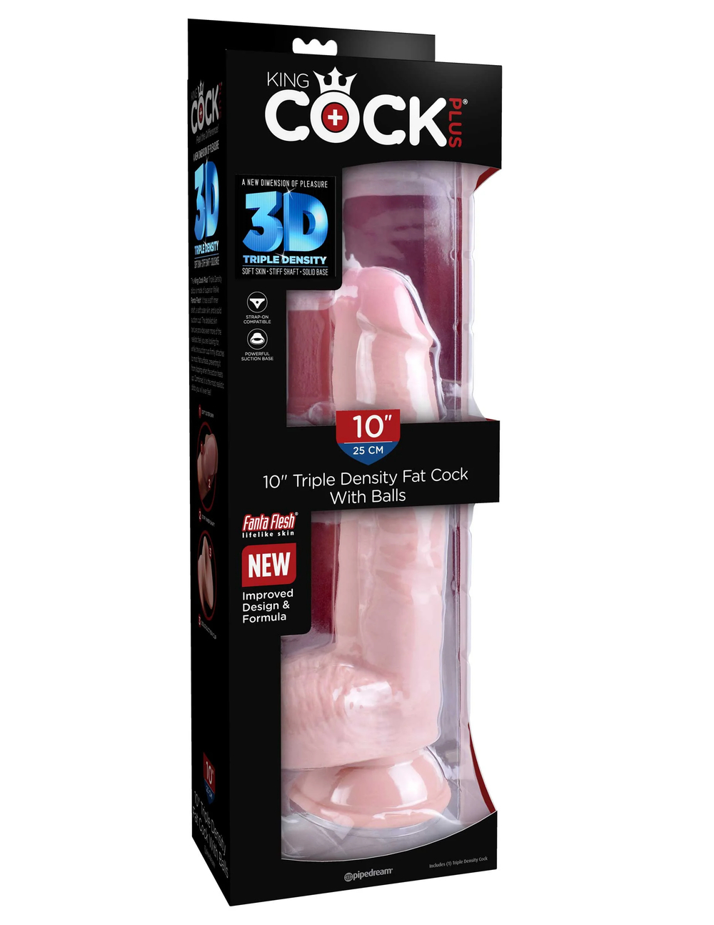 Фаллоимитатор King Cock Plus 10" Triple Density Fat Cock with Balls - Flesh Pipedream 572221PD