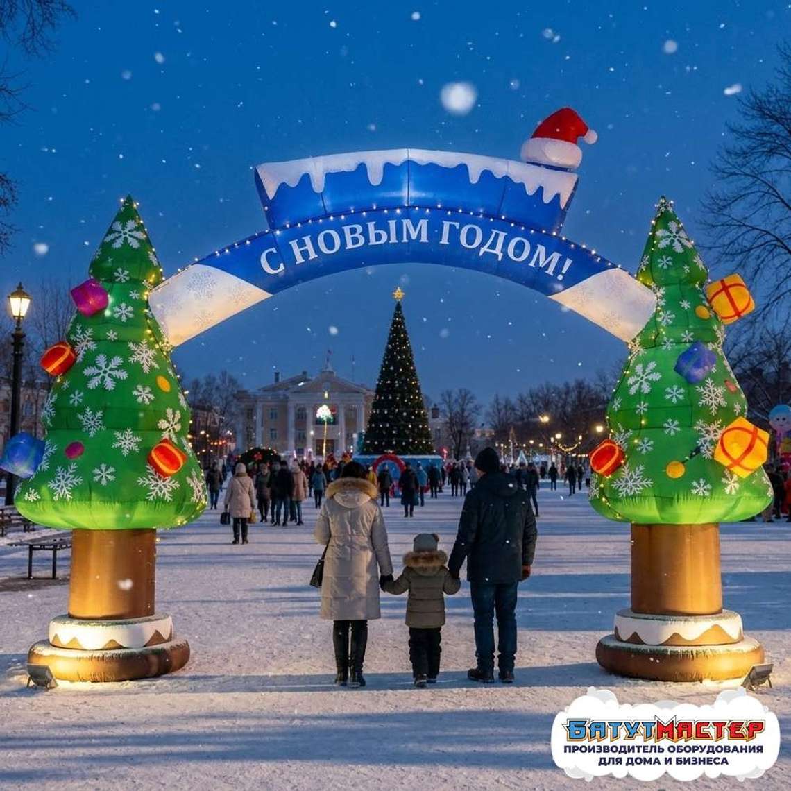 Новогодняя надувная арка на вход: размер, крепление зимой и подсветка