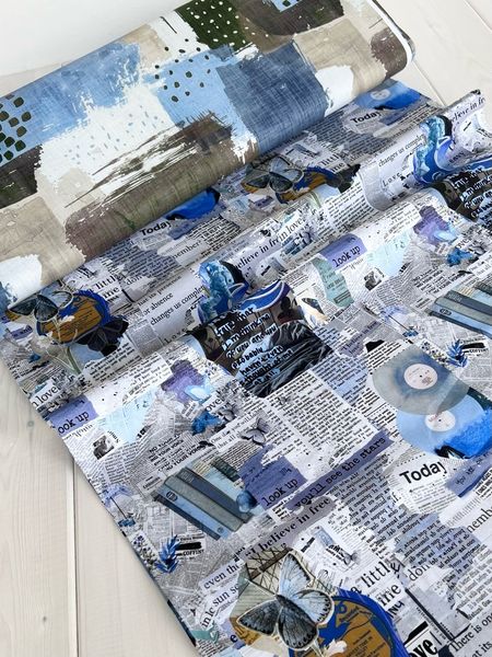 ГАЗЕТА, ПЛАСТИНКИ - 100% хлопок Handmade Fabrics 7