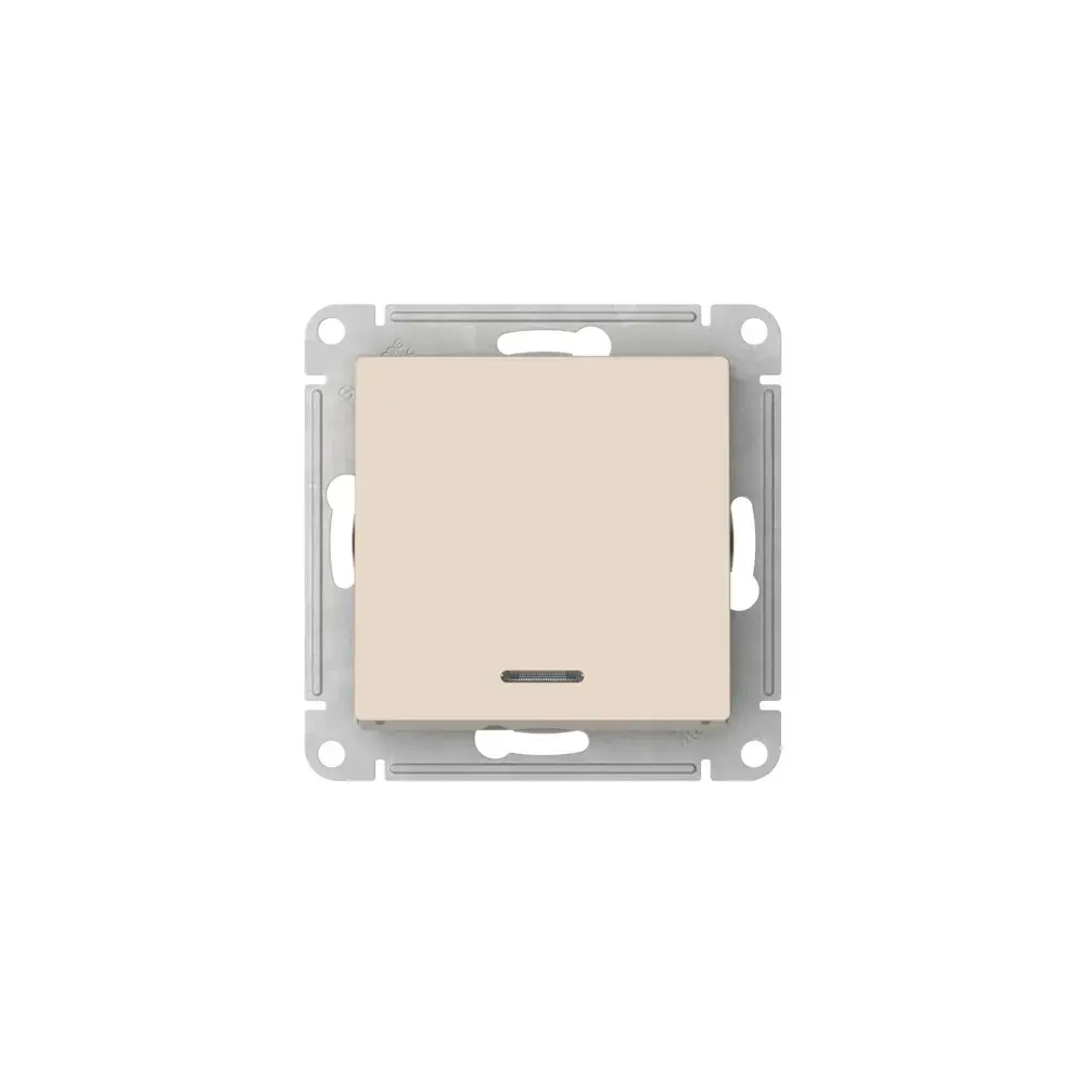 ATLASDESIGN 1-клавишный ПЕРЕКЛЮЧАТЕЛЬ с подсветкой, сх.6а, 10АХ, мех., быстрозажим. клем., БЕЖЕВЫЙ
