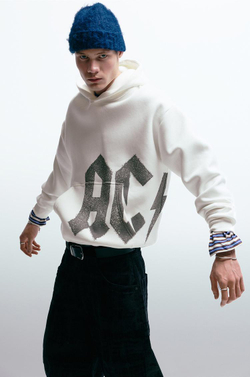 PULL&BEAR Толстовка с капюшоном AC/DC, белый
