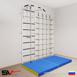Шведская стенка Sv Sport усиленная 61540 (Турник стандарт/Канат/Трапеция/Мат 2м/Канатный лаз)