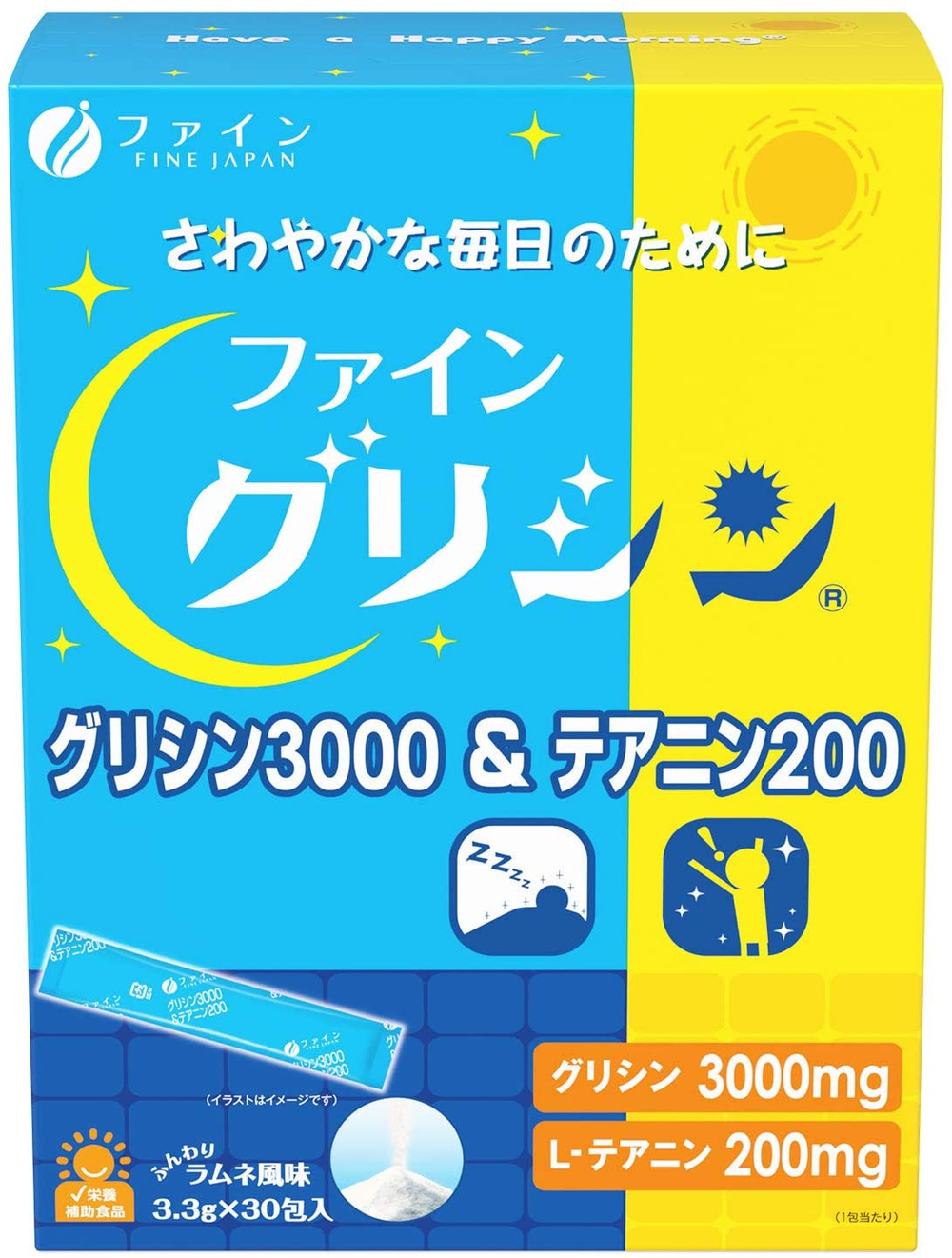 Fine Japan Glycine 3000 & Theanine 200 | Для сна | 30 саше