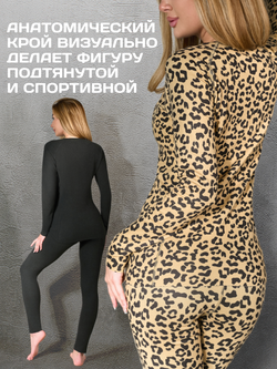 Термобелье женское двухстороннее LEGENDA Elite с длинным рукавом принт леопард