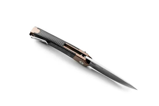 Нож складной Lion Steel Twain TW BR CF - сталь MagnaCut, бронзовый титан на рукояти