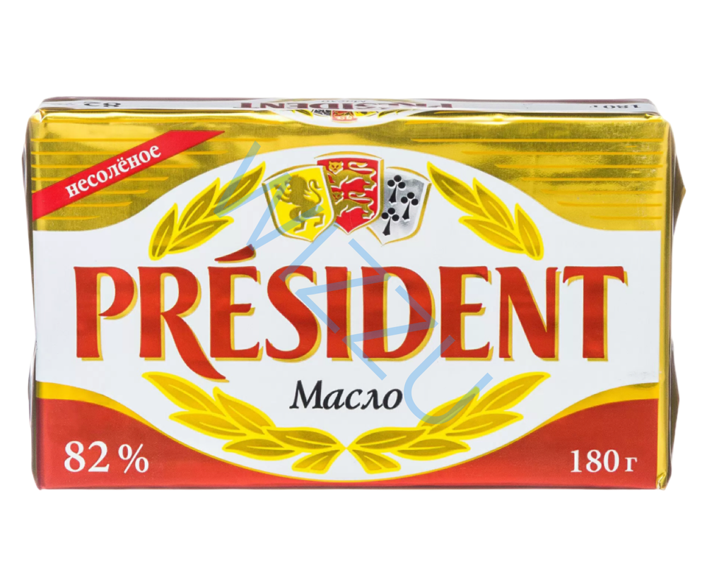 Масло кисло-сливочное President несоленое 82%  180г Foil