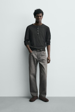 ZARA ДЖИНСЫ REGULAR FIT, СЕРЫЙ