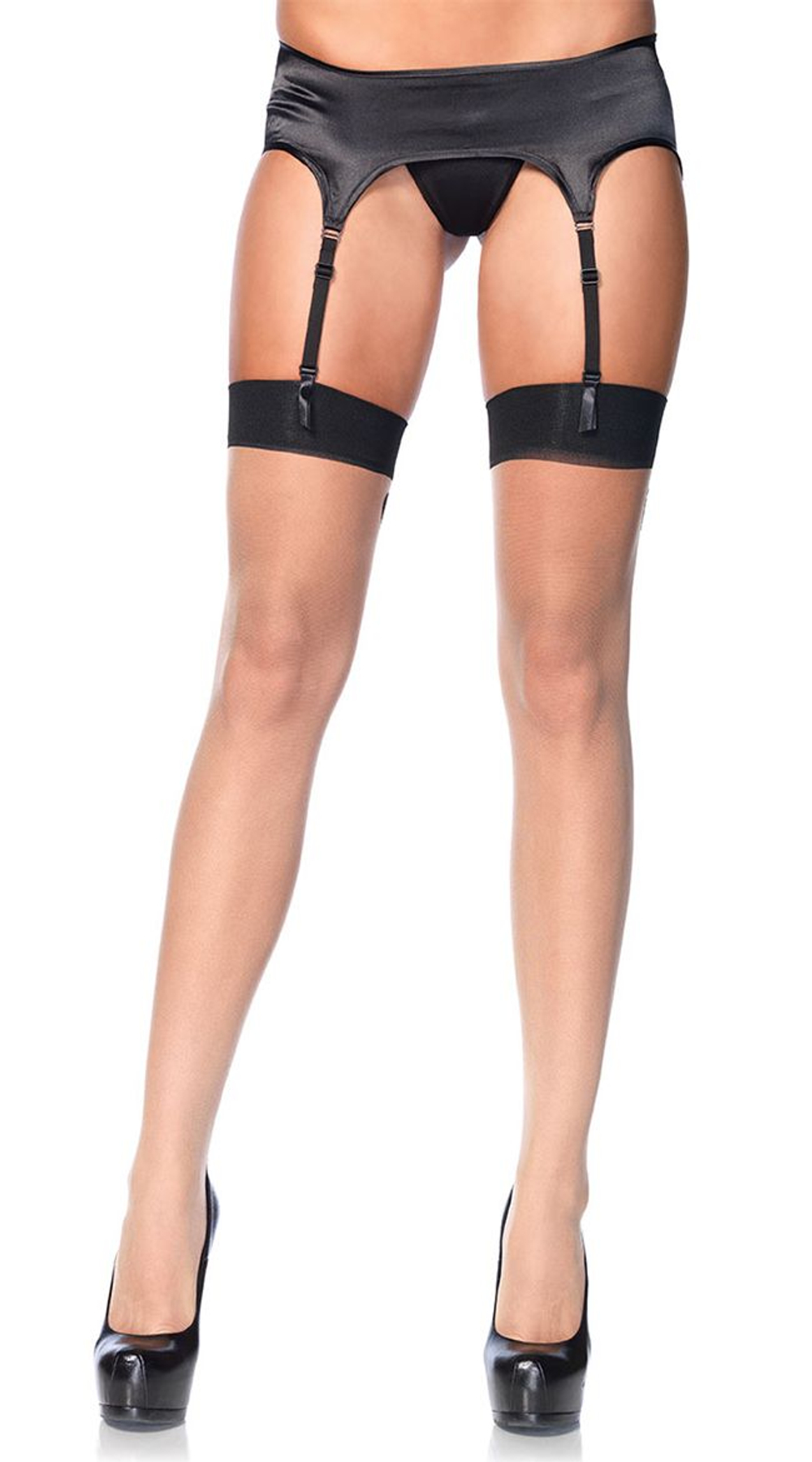 Чулки с рисунком Baroque Cuban Heel Stocking (Размер: S-M-L) (Цвет: телесный с черным)
