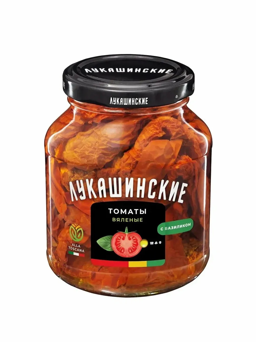 Вяленые томаты Лукашинские Алла Тоскана с базиликом 250 гр ст/б