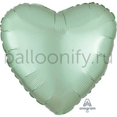 Фольгированная фигура, сердце, 18"/46СМ Сатин Mint Green