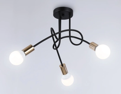 Потолочный светильник в стиле лофт TR80415/3 BK/GD черный/золото E27/3 max 60W D670*370