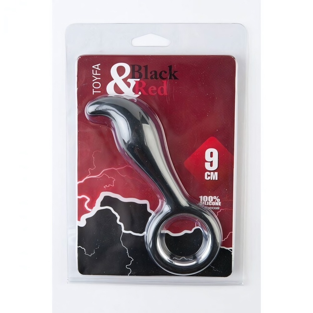 Силиконовая анальная втулка Toyfa Black & Red, черная (Цвет: черный)