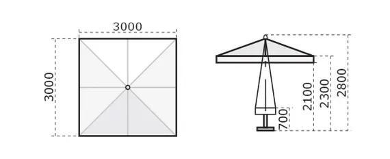 Зонт для кафе профессиональный Palladio Standard, 300х300 см