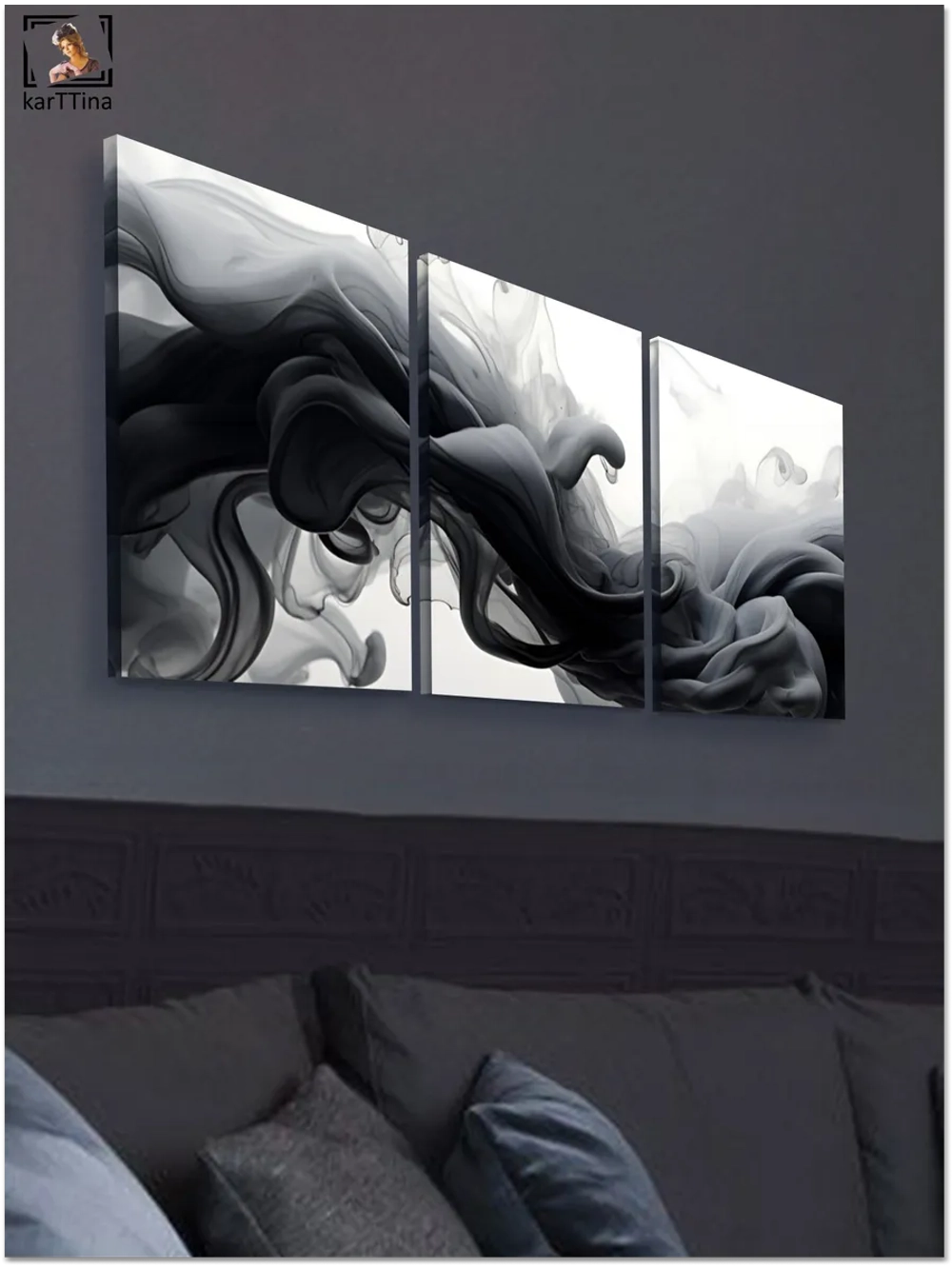 Картина Черные брызги модульная 50x70см 3шт.