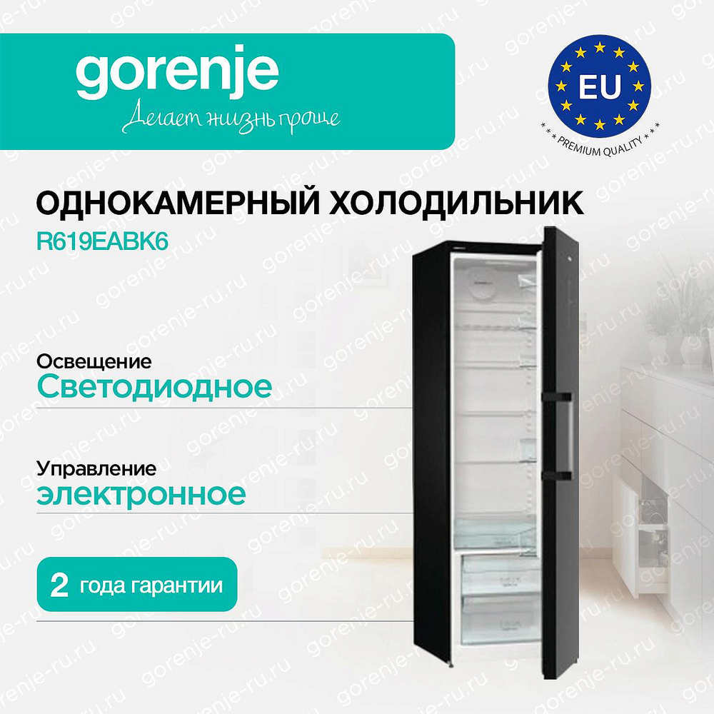 Отдельностоящий однокамерный холодильник Gorenje R619EABK6
