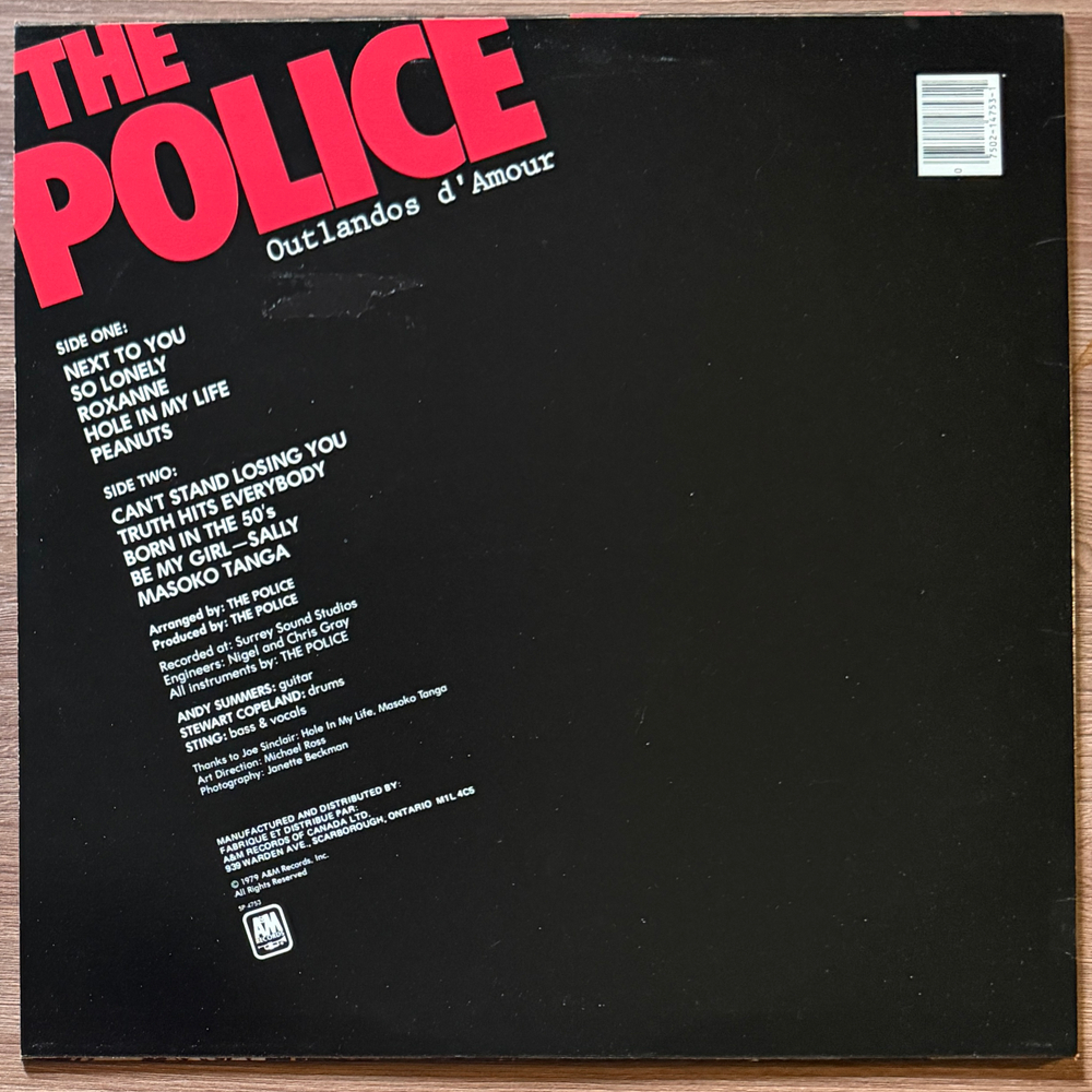 The Police ‎– Outlandos D'Amour (Канада 1979г.)