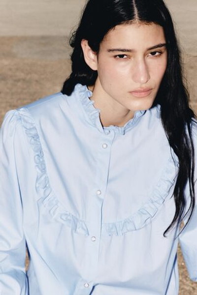 Хлопковая блуза из поплина с оборками - H&M
