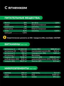 Корм сухой для котят породы Бомбейская, с ягненком, 400 гр, QUATTRO