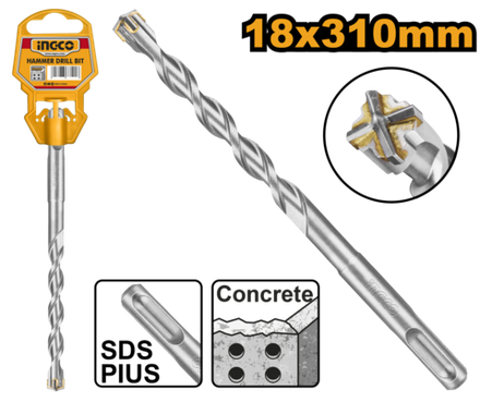 Бур по бетону SDS-plus 18х310 мм INGCO DBH1211803C INDUSTRIAL