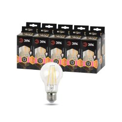 Лампа светодиодная ЭРА F-LED A60-13W-827-E27 13Вт филамент груша теплый белый свет E27 | Филаментные декоративные
