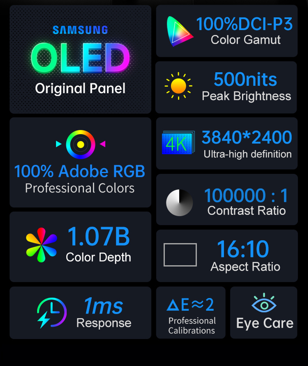 14" Портативный сенсорный монитор VCHANCE 4K OLED 3840x2400, 60 Гц