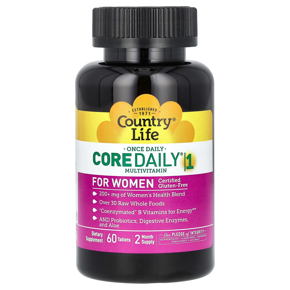 Country Life, Мультивитамины Core Daily-1 для женщин, 60 таблеток