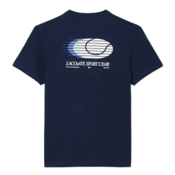 Мужская теннисная футболка Lacoste Ultra Dry Printed Sport - navy blue/white