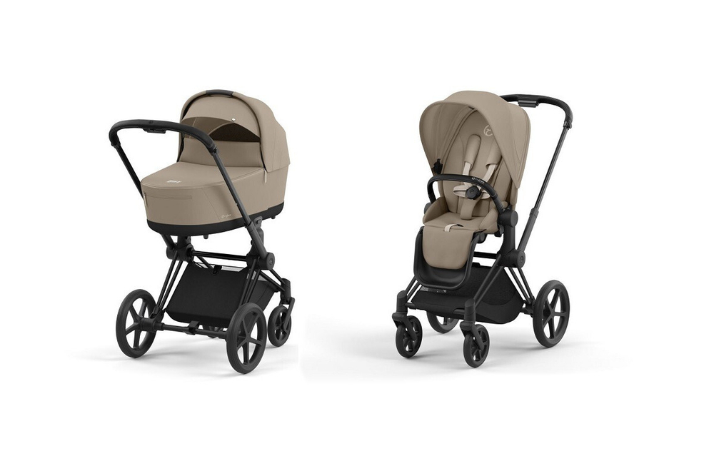 Коляска 2 в 1 Cybex Priam IV Cozy Beige, шасси Matt Black
